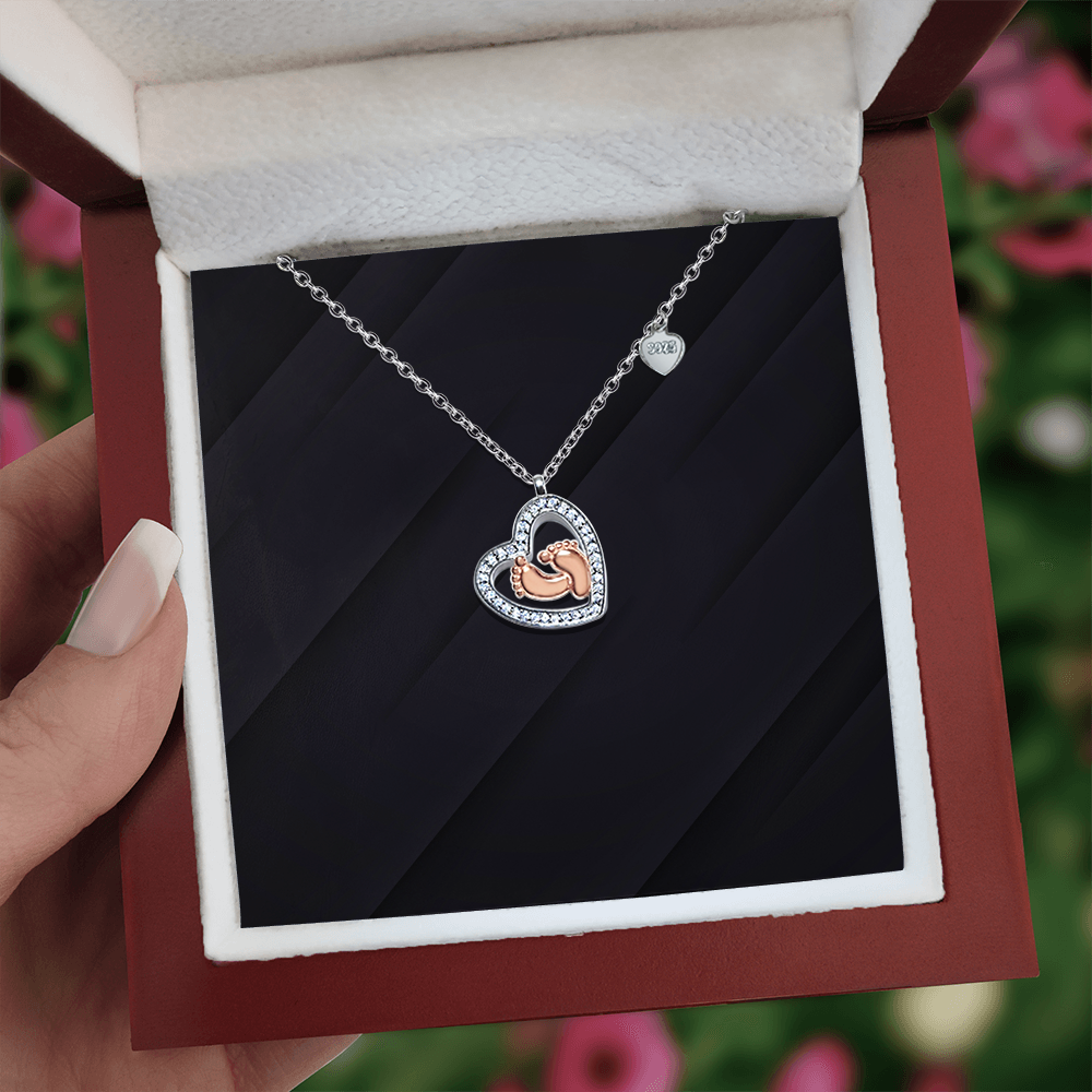 Baby Feet Heart Necklace, view 2