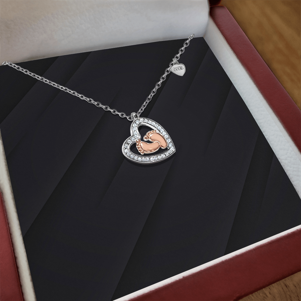 Baby Feet Heart Necklace, view 3