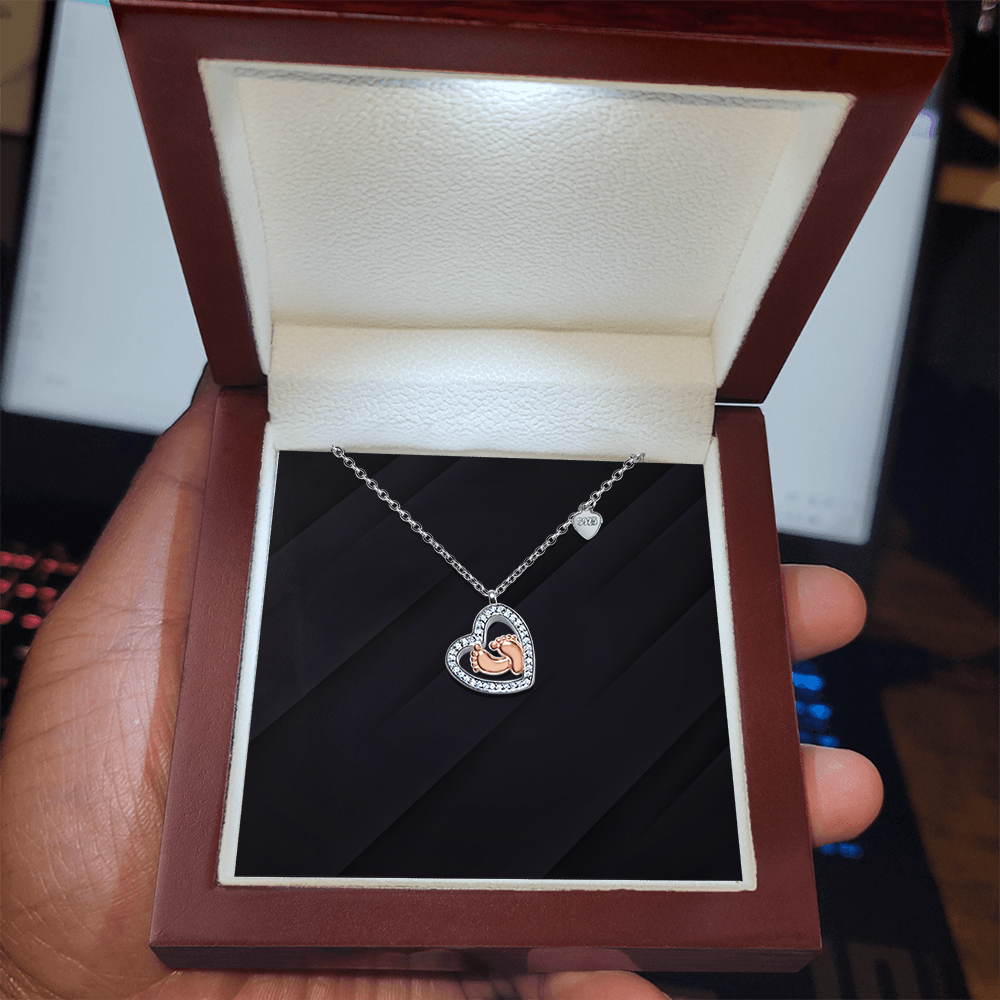 Baby Feet Heart Necklace, view 5
