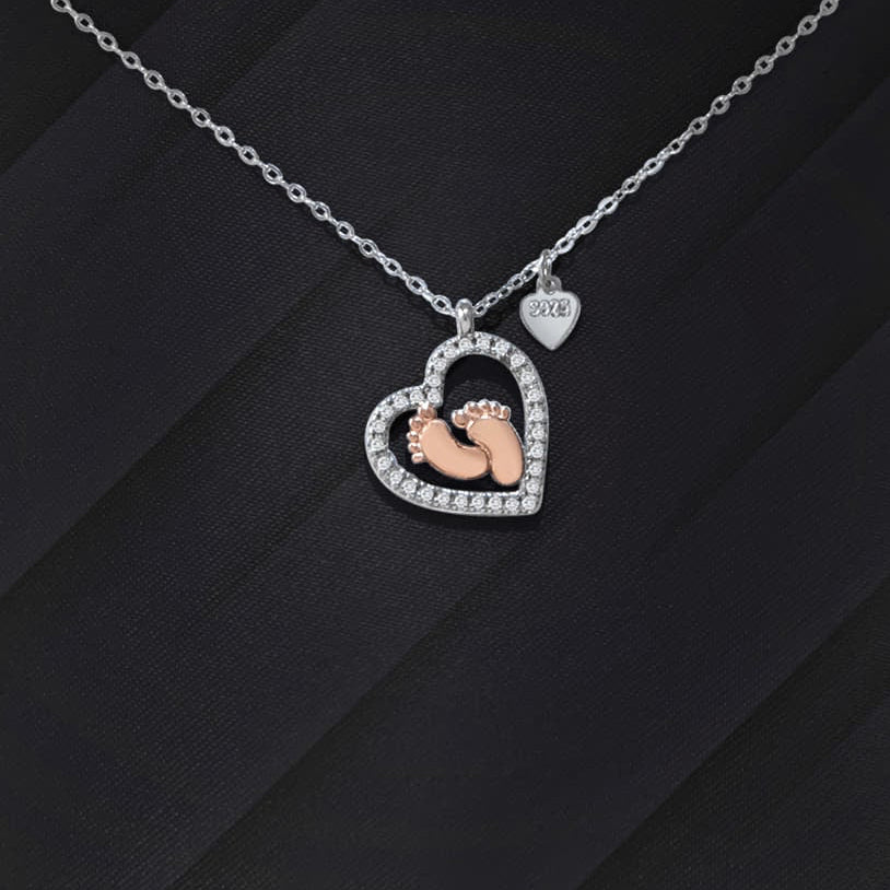 Baby Feet Heart Necklace by Vemio, jewellery gift